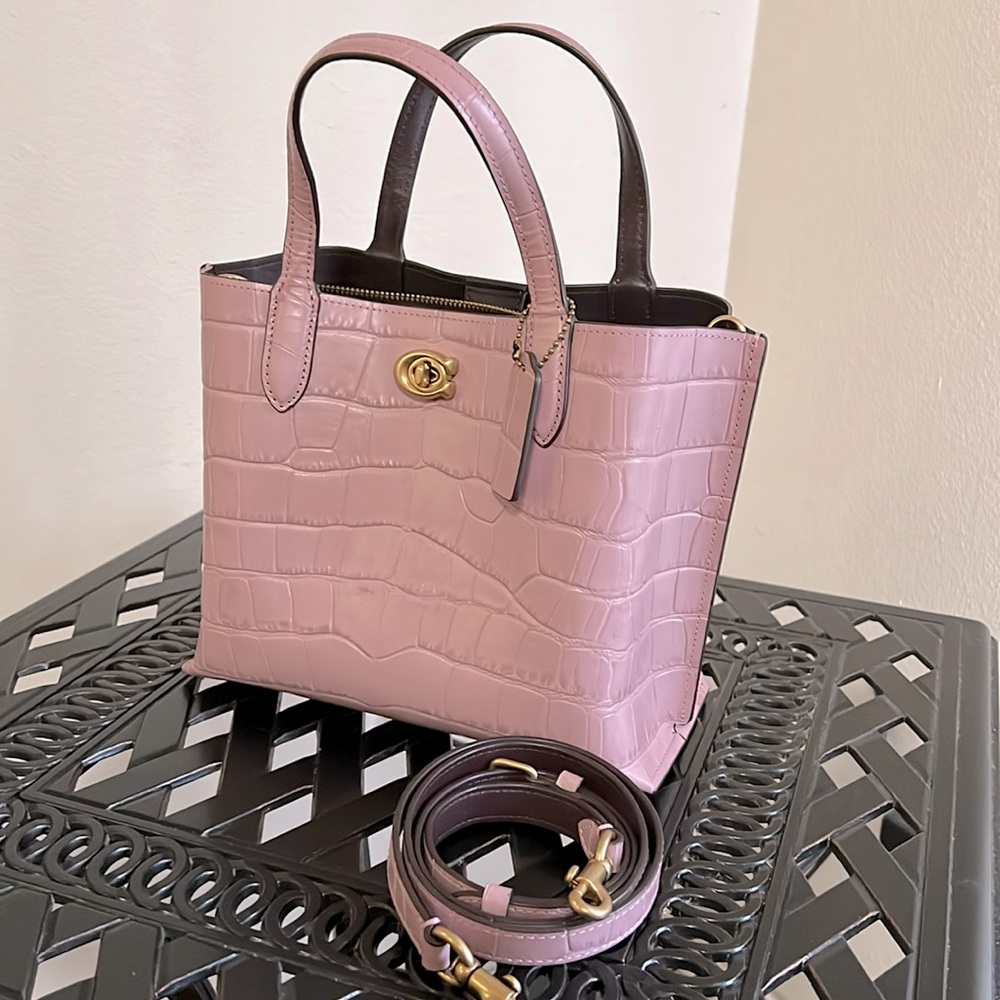 Coach Willow Tote 24 Crocodile Embossed Leather Bag - Picture 2 of 13